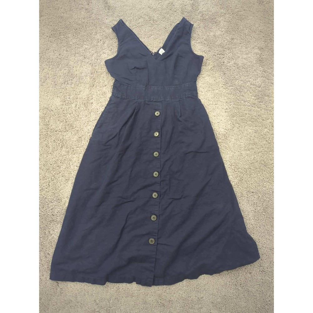 Gap Midi Dress Womens‎ Size 2 Button Front Sleeveless V Neck 55% Linen